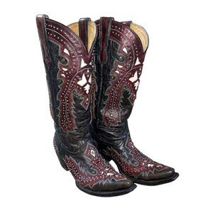Corral Womens Western Inlay Studded Leather CowGirl Boots